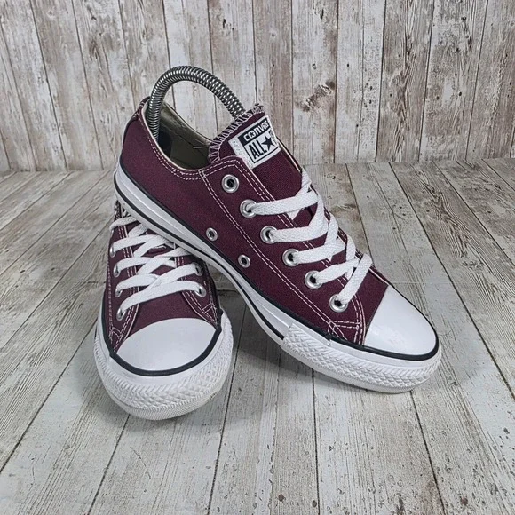 Converse All Star Maroon Low Top Canvas Sneakers Women's Size 7 Casual Shoes - Picture 6 of 8